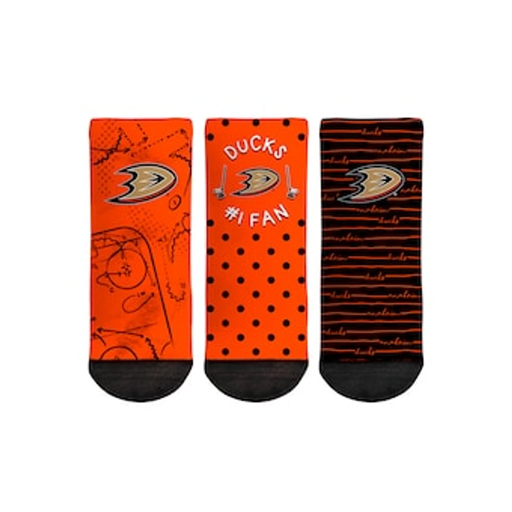 Toddler Rock Em Socks Anaheim Ducks #1 Fan 3-Pack Crew Socks Set