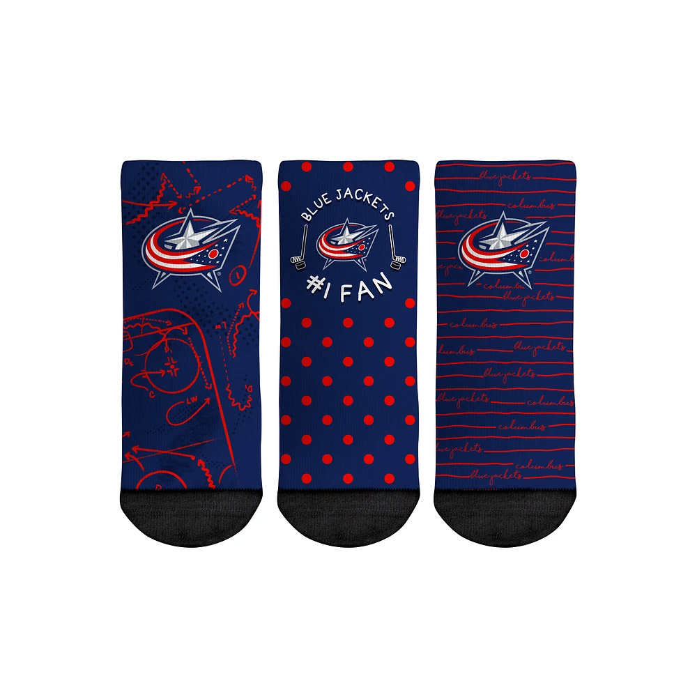 Toddler Rock Em Socks Columbus Blue Jackets #1 Fan 3-Pack Crew Socks Set