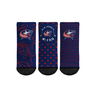 Toddler Rock Em Socks Columbus Blue Jackets #1 Fan 3-Pack Crew Socks Set