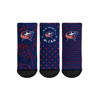 Toddler Rock Em Socks Columbus Blue Jackets #1 Fan 3-Pack Crew Socks Set