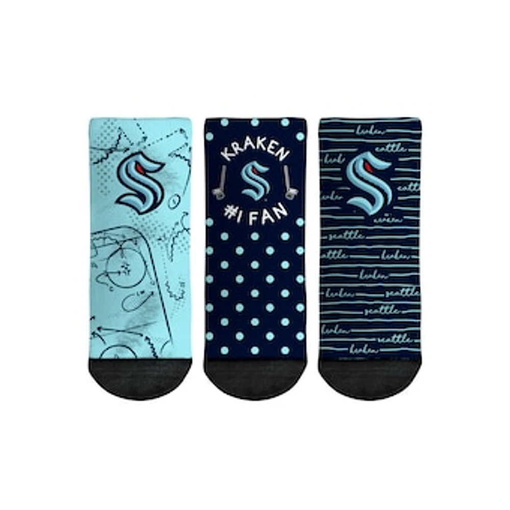 Toddler Rock Em Socks Seattle Kraken #1 Fan 3-Pack Crew Socks Set