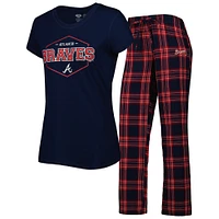 Women's Concepts Sport Navy/Red Atlanta Braves Badge T-Shirt & Pajama Pants Sleep Set