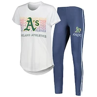 Women's Concepts Sport Charcoal/White Oakland Athletics Sonata Top & Leggings Sleep Set