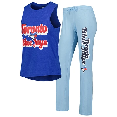 Women's Concepts Sport Powder Blue/Heather Royal Toronto Blue Jays Wordmark Meter Muscle Tank Top & Pants Sleep Set