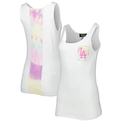 Women's Refried Apparel White Los Angeles Dodgers Tie-Dye Tank Top