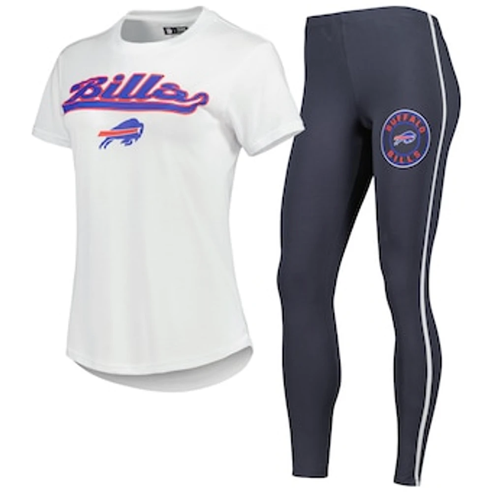 Women's Concepts Sport White/Charcoal Buffalo Bills Sonata T-Shirt & Leggings Sleep Set