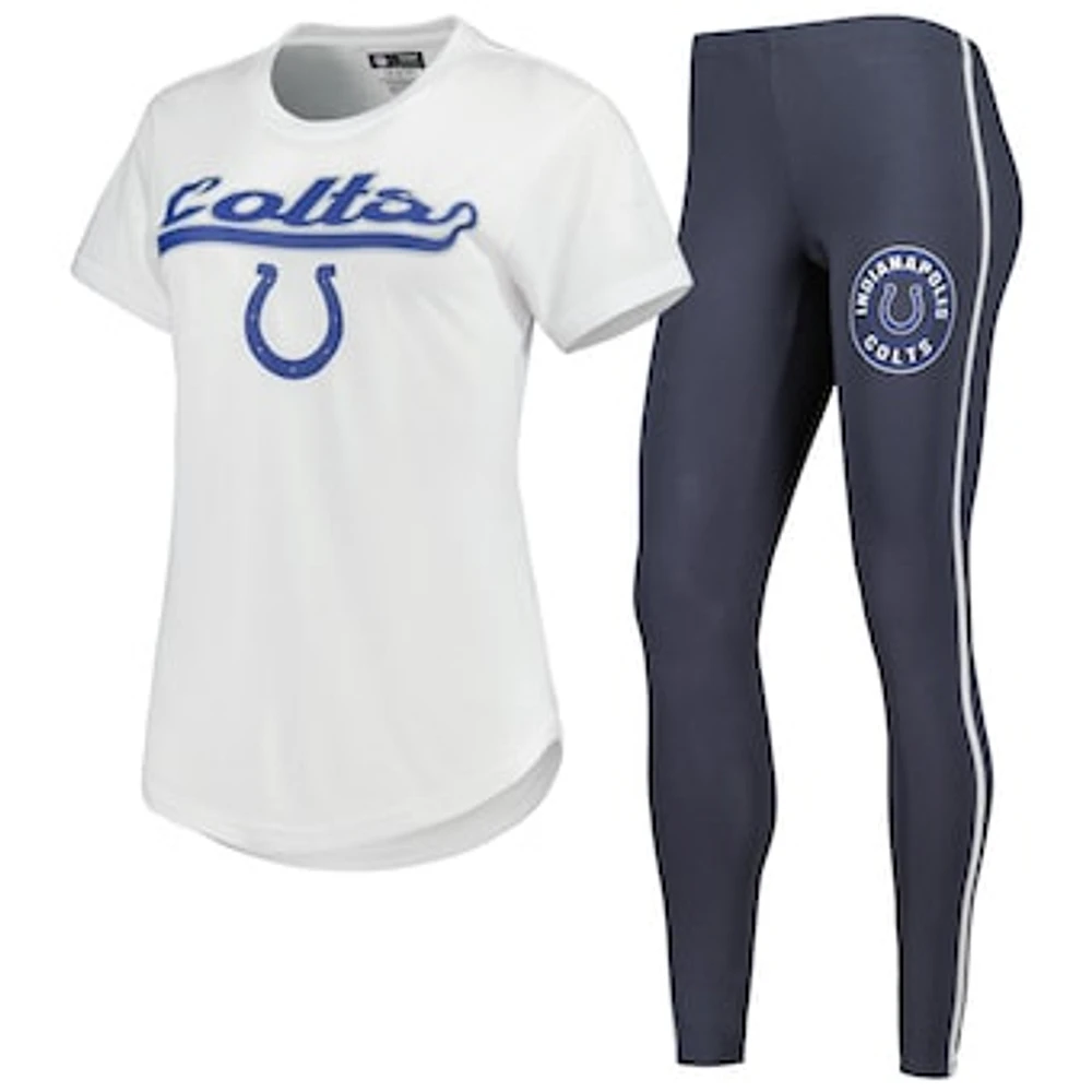 Women's Concepts Sport White/Charcoal Indianapolis Colts Sonata T-Shirt & Leggings Sleep Set