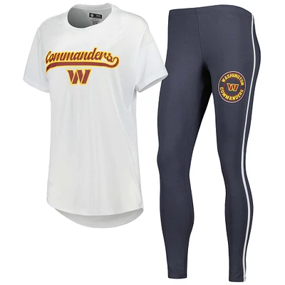 Women's Concepts Sport White/Charcoal Washington Commanders Sonata T-Shirt & Leggings Sleep Set