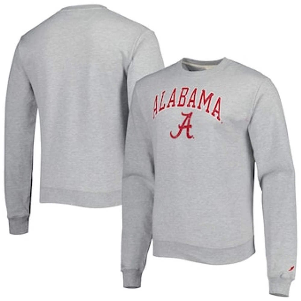 Men's League Collegiate Wear Heather Gray Alabama Crimson Tide 1965 Arch Essential Lightweight Pullover Sweatshirt