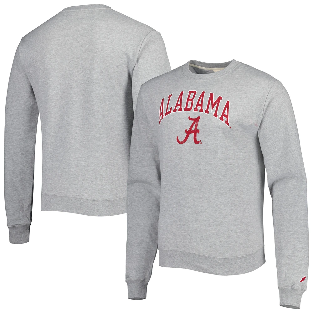 Men's League Collegiate Wear Heather Gray Alabama Crimson Tide 1965 Arch Essential Lightweight Pullover Sweatshirt