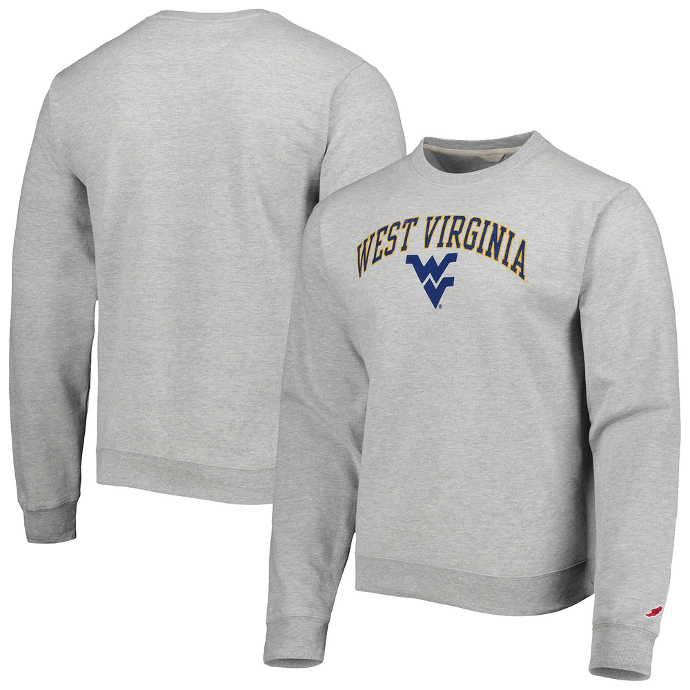 Men's League Collegiate Wear Heather Gray West Virginia Mountaineers 1965 Arch Essential Lightweight Pullover Sweatshirt