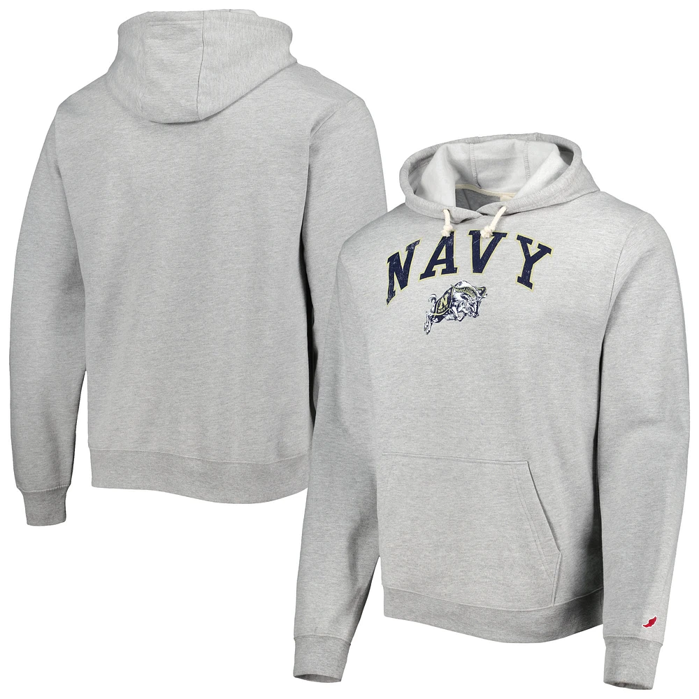 Men's League Collegiate Wear Heather Gray Navy Midshipmen Arch Essential Pullover Hoodie