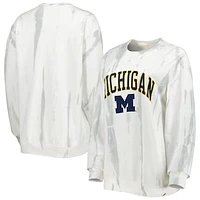 Men's League Collegiate Wear White/Silver Michigan Wolverines Classic Arch Dye Terry Pullover Sweatshirt