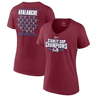 Women's Fanatics Burgundy Colorado Avalanche 2022 Stanley Cup Champions Plus Roster V-Neck T-Shirt