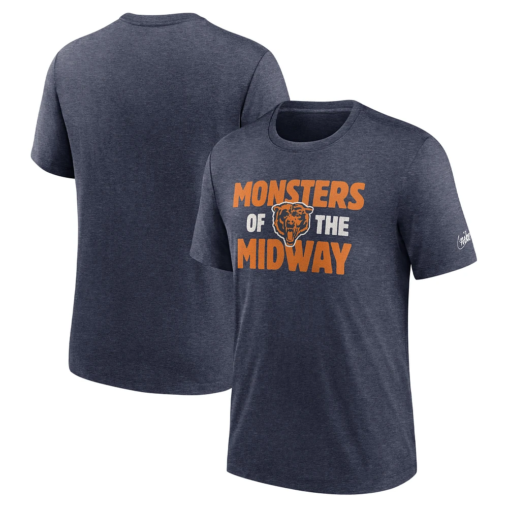 Men's Nike Heathered Navy Chicago Bears Local Tri-Blend T-Shirt