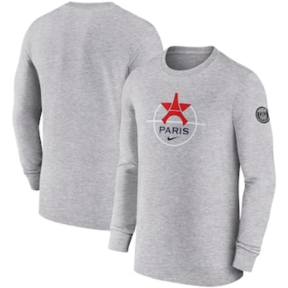 Men's Nike Heather Gray Paris Saint-Germain Knockout Long Sleeve T-Shirt