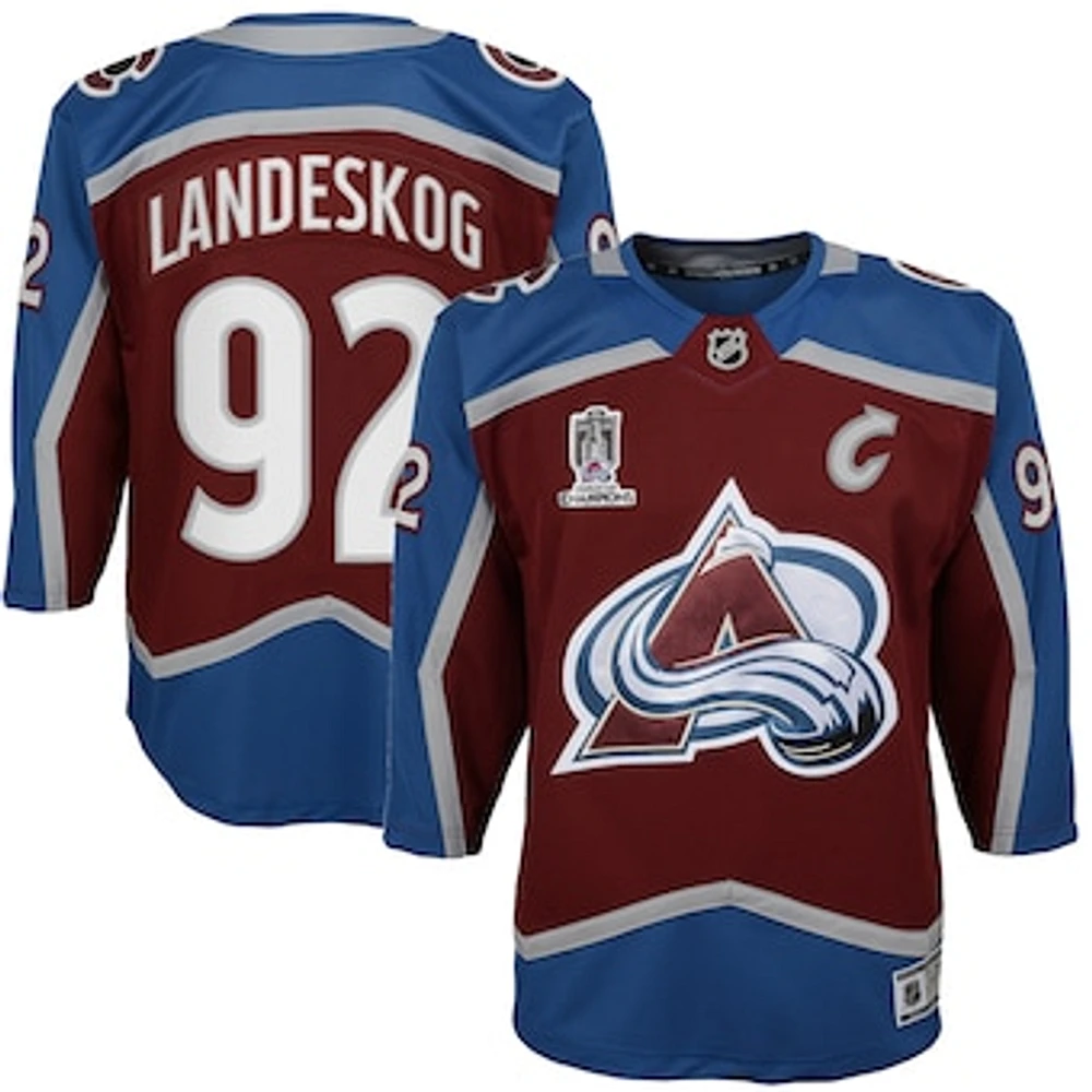 Youth Gabriel Landeskog Burgundy Colorado Avalanche Home 2022 Stanley Cup Champions Premier Player Jersey