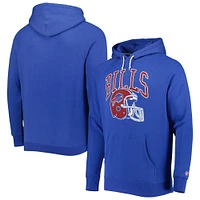 Men's Homage Royal Buffalo Bills Retro Helmet Tri-Blend Raglan Pullover Hoodie