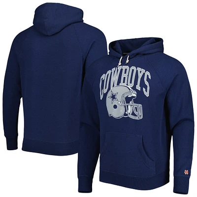 Men's Homage Navy Dallas Cowboys Retro Helmet Tri-Blend Raglan Pullover Hoodie