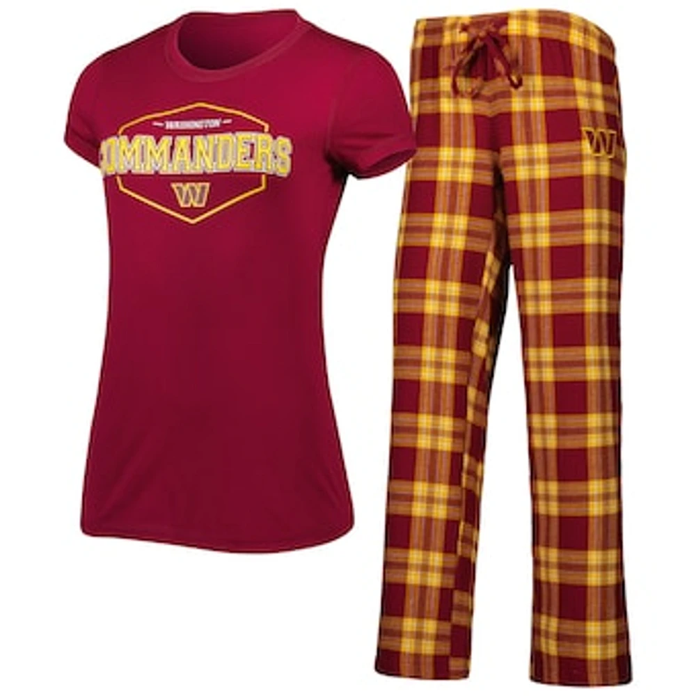 Women's Concepts Sport Burgundy/Gold Washington Commanders Badge T-Shirt & Pants Sleep Set