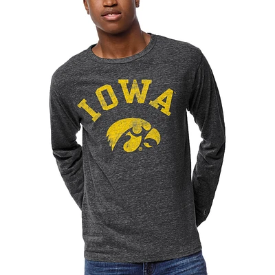 Men's League Collegiate Wear Heathered Black Iowa Hawkeyes Victory Falls Long Sleeve T-Shirt