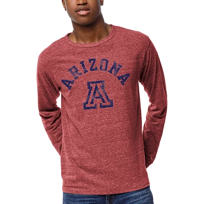 Men's League Collegiate Wear Heathered Red Arizona Wildcats Victory Falls Long Sleeve T-Shirt