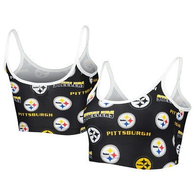 Women's Concepts Sport  Black Pittsburgh Steelers Breakthrough Allover Knit Lounge Bralette