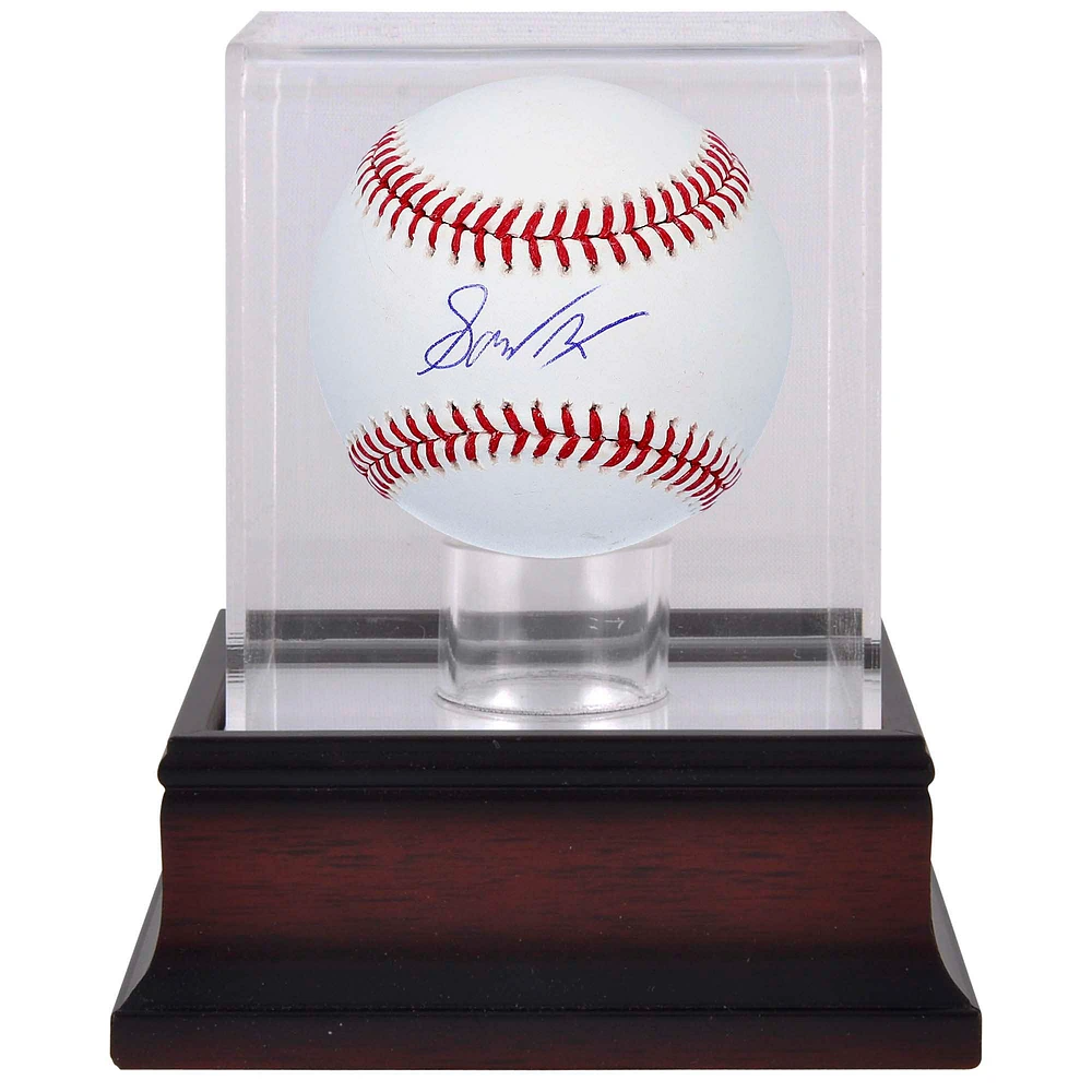 Gavin Lux Los Angeles Dodgers Autographed Baseball & Mahogany Baseball Display Case