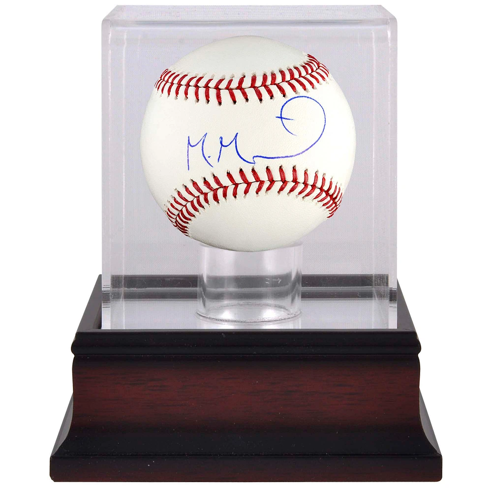 Manuel Margot Detroit Tigers Autographed Baseball and Mahogany Baseball Display Case