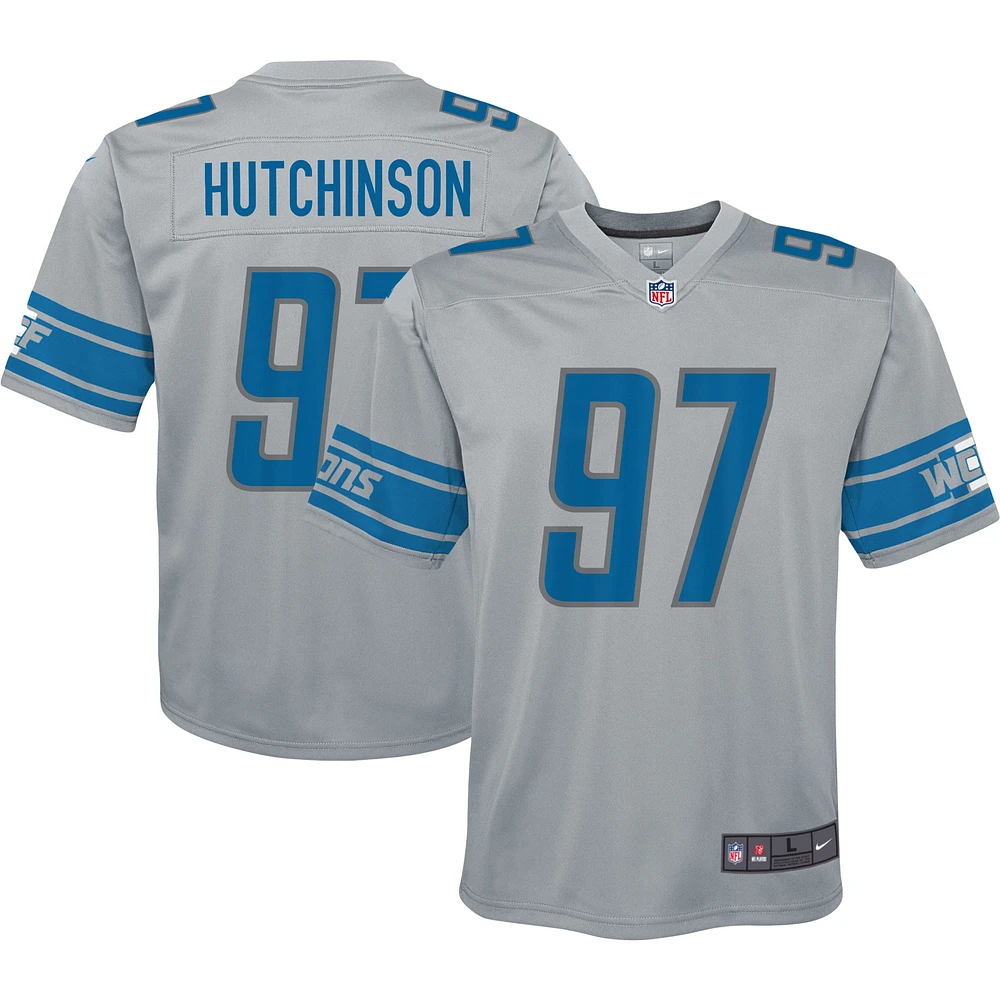 Youth Nike Aidan Hutchinson Silver Detroit Lions Inverted Game Jersey