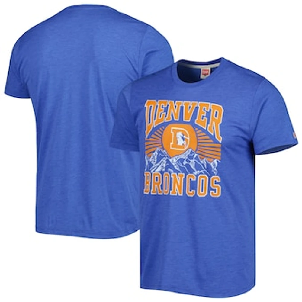 Men's Homage Royal Denver Broncos Hyper Local Tri-Blend T-Shirt