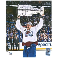 Erik Johnson Colorado Avalanche Autographed 2022 Stanley Cup Champions 8" x 10" Raising Cup Photograph