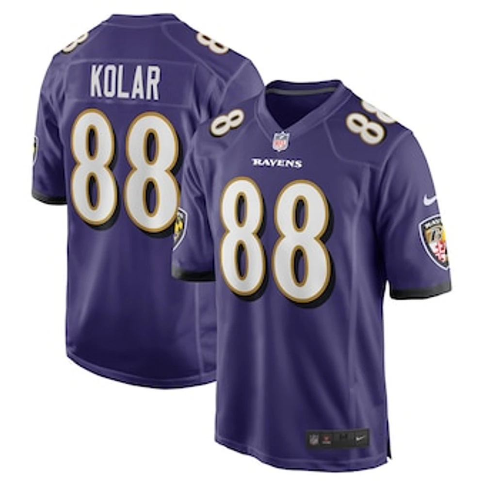 Men's Nike Charlie Kolar Purple Baltimore Ravens Player Game Jersey