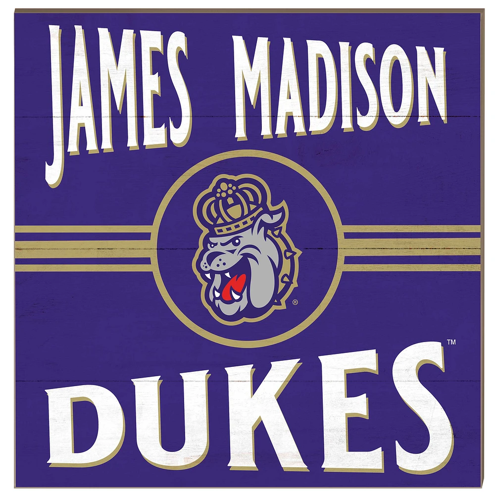 James Madison Dukes 10'' x 10'' Retro Team Sign