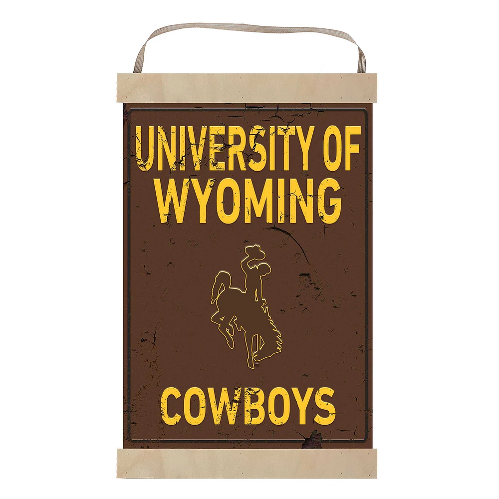 Wyoming Cowboys Faux Rust Banner Sign