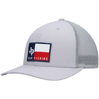 Men's Huk Gray Big State Trucker Snapback Hat