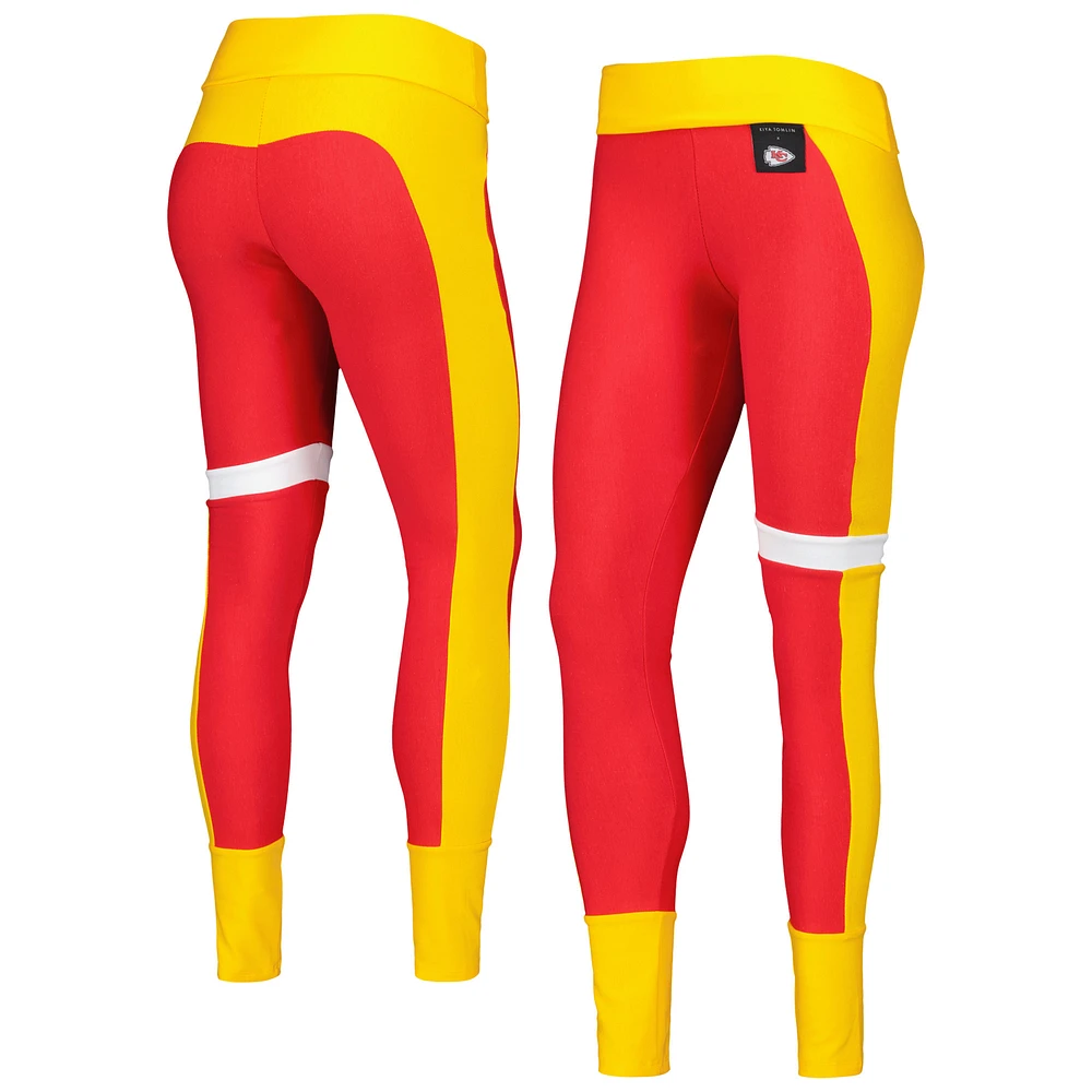 Women's KIYA TOMLIN Red/Gold Kansas City Chiefs Colorblock Tri-Blend Leggings