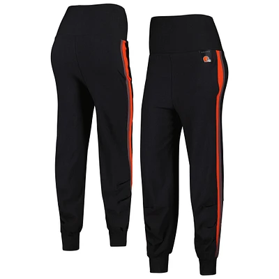 Women's KIYA TOMLIN Black Cleveland Browns Stripe Tri-Blend Joggers