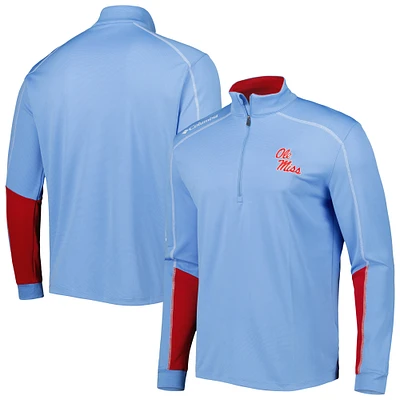 Men's Columbia Powder Blue Ole Miss Rebels Shotgun 2.0 Omni-Wick Quarter-Zip Jacket