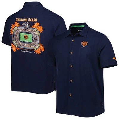 Men's Tommy Bahama Navy Chicago Bears Top of Your Game Camp Button-Up Shirt