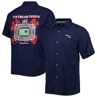 Men's Tommy Bahama Navy New England Patriots Top of Your Game Camp Button-Up Shirt