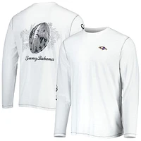 Men's Tommy Bahama White Baltimore Ravens Laces Out Billboard Long Sleeve T-Shirt