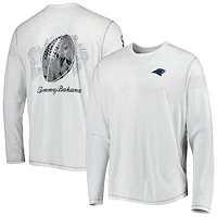 Men's Tommy Bahama White Carolina Panthers Laces Out Billboard Long Sleeve T-Shirt