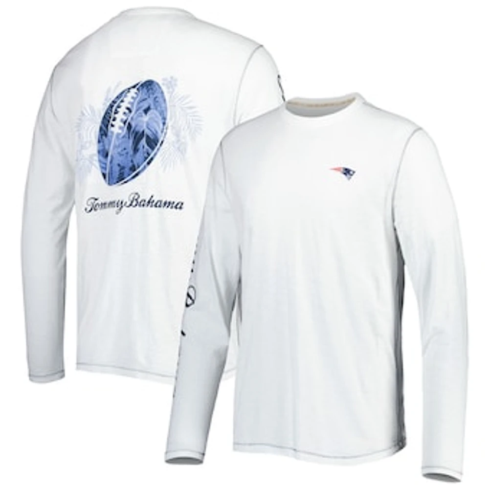 Men's Tommy Bahama White New England Patriots Laces Out Billboard Long Sleeve T-Shirt