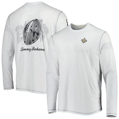 Men's Tommy Bahama White New Orleans Saints Laces Out Billboard Long Sleeve T-Shirt