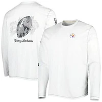 Men's Tommy Bahama White Pittsburgh Steelers Laces Out Billboard Long Sleeve T-Shirt