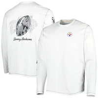 Men's Tommy Bahama White Pittsburgh Steelers Laces Out Billboard Long Sleeve T-Shirt