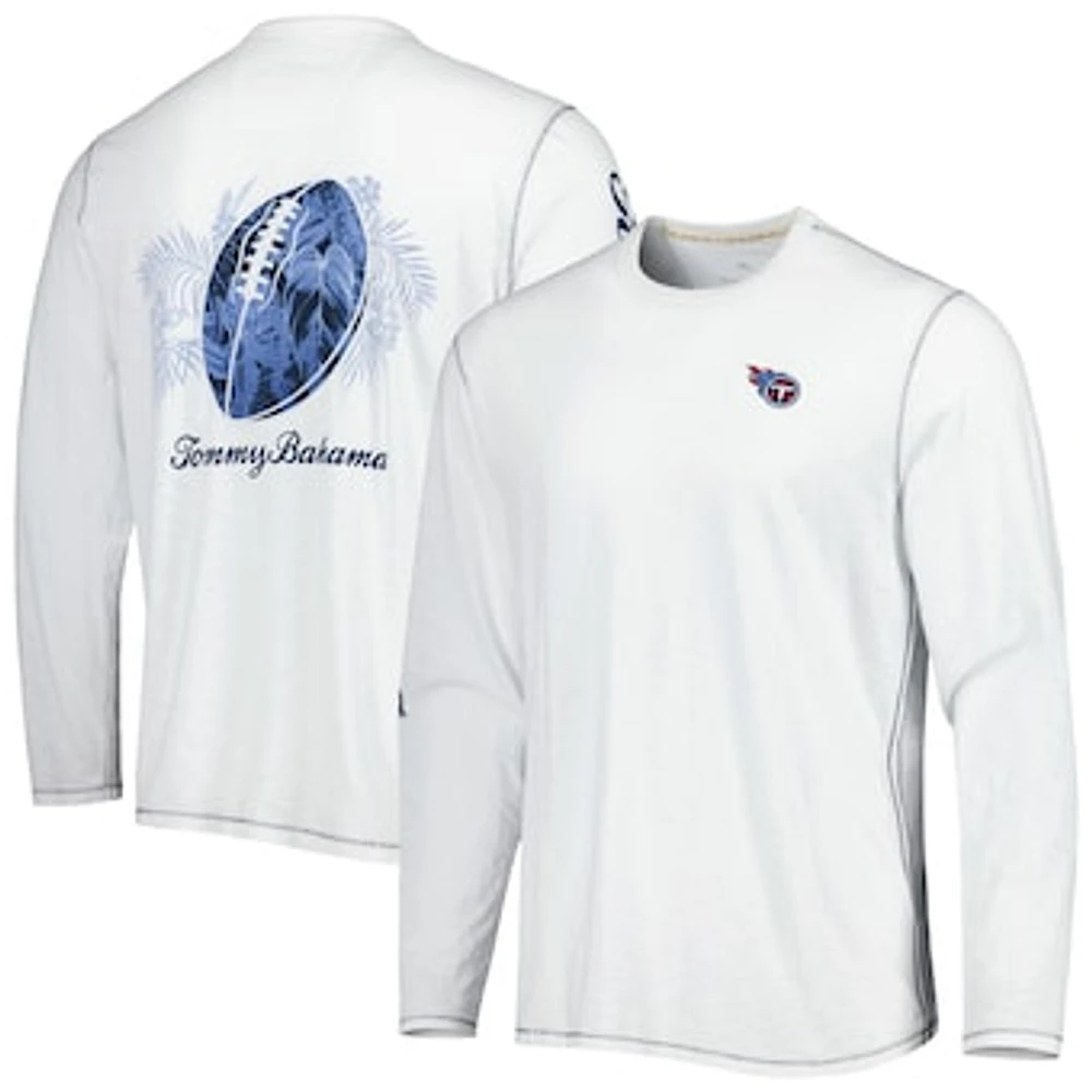 Men's Tommy Bahama White Tennessee Titans Laces Out Billboard Long Sleeve T-Shirt