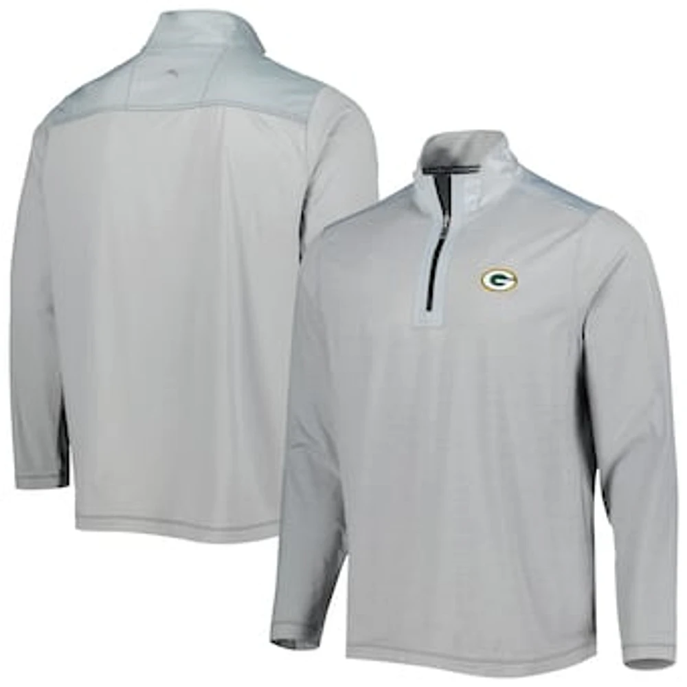 Men's Tommy Bahama Gray Green Bay Packers On Deck IslandZone Half-Zip Jacket