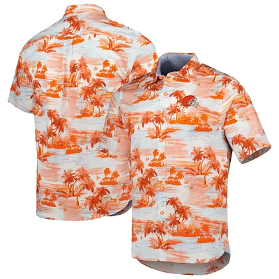 Men's Tommy Bahama Orange Cleveland Browns Sport Tropical Horizons Button-Up Shirt